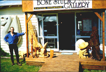 Ian welcomes you to the Bone Studio and Gallery -- 'Carvings Unlimited'
